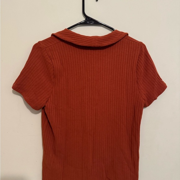 Madewell Rust Ribbed Button Down Shirt - Picture 3 of 4